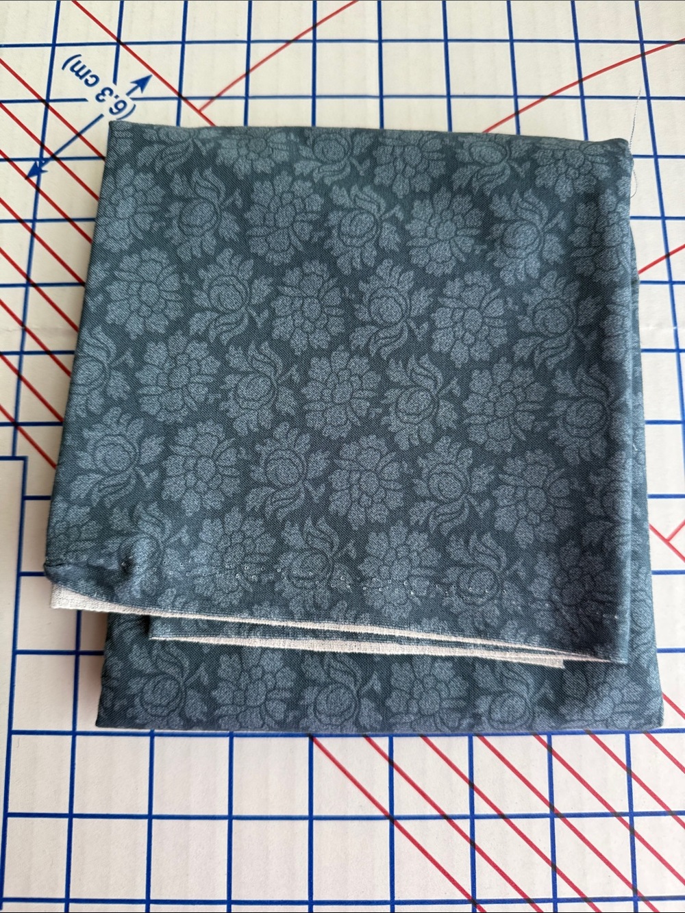 Vintage 1980 Cotton Fabric Slate Blue Tonal Floral Roses 1 Yard x 42”